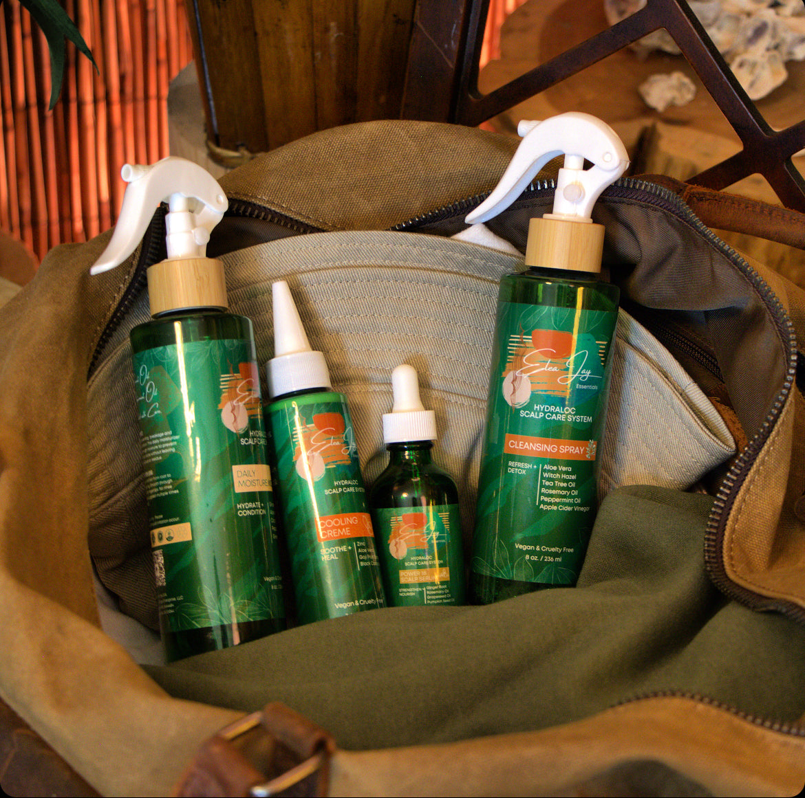 The Hydraloc Scalp Care System bundled in a travel bag.